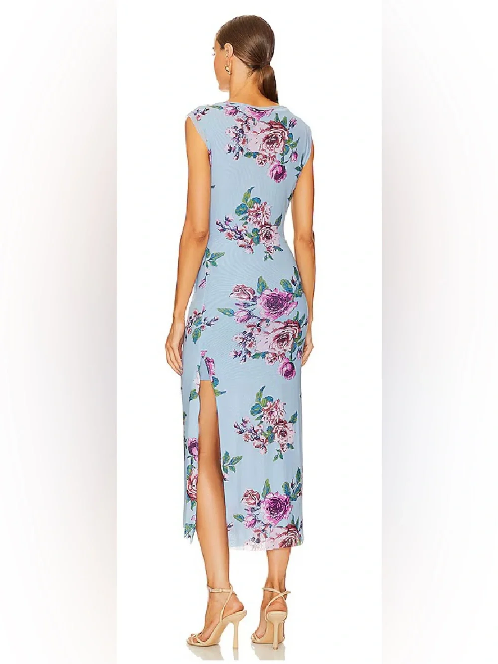 Free People Carmel Floral Blue Midi Dress with Side Slit - NWT - Size M